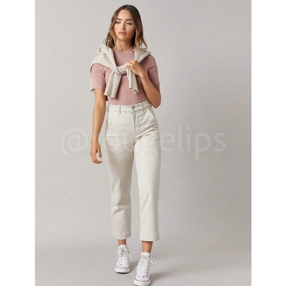 Dusty Pink Rib-Knit High Neck Short Sleeve Slim Fit Top Shirt - Picture 4 of 8